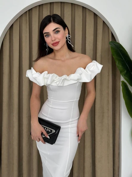 Popi Madonna Yaka Kalem Elbise ürün görseli 1