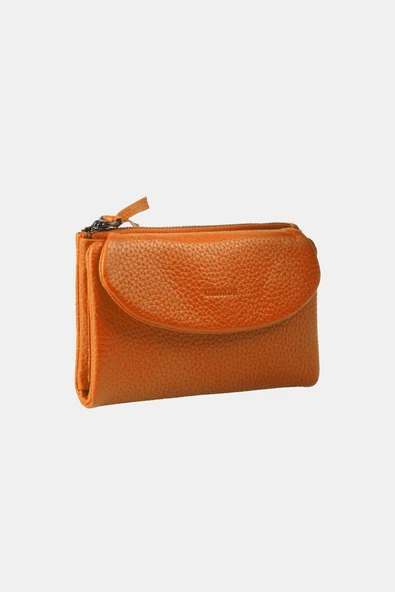 Grande Hakiki Deri Kadın Cüzdan Turuncu 2813 - Resim 2