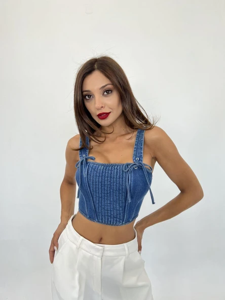 6987 KOT BLUZ-MAVİ - Resim 4