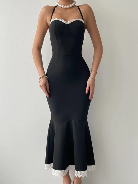 Monea Boyundan Bağlamalı Elbise - Resim 2