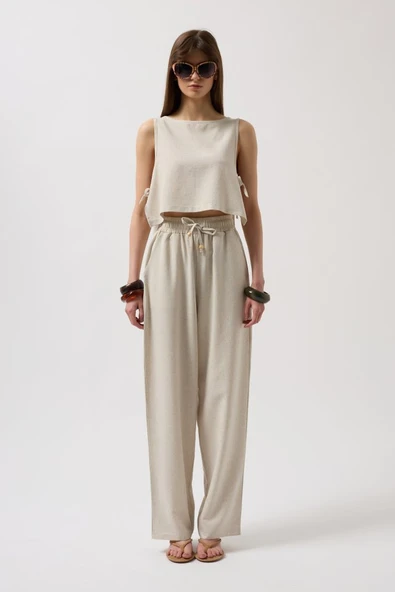 Yandan Bağlamalı Crop Bluz - Resim 2