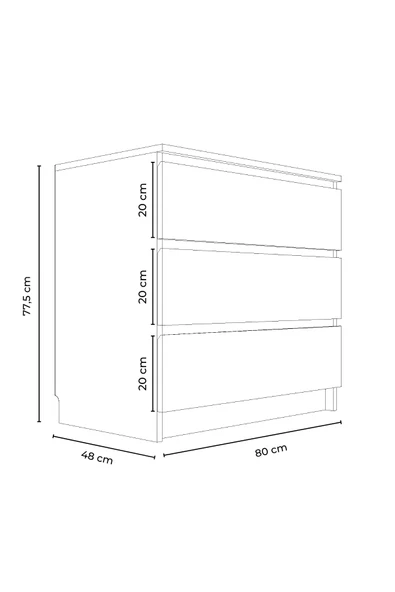 Derinkuyu 3 Çekmeceli Şifonyer Yatak Odası Bebek Odası Beyaz - 2