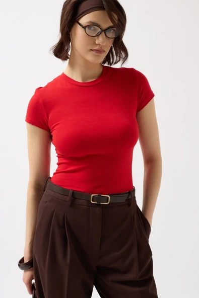 Likralı Basic T-Shirt ürün görseli 1