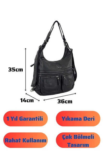 Bolsas Kadın Omuz ve Sırt  Çanta Siyah 1038 - Resim 4