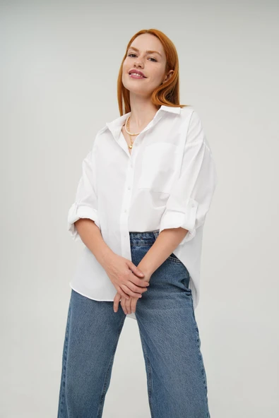 Tek Cepli Ekru Gömlek - Resim 4