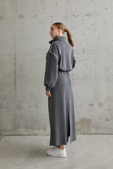 Füme Biyeli Sweatshirt Ve Etek Takım - Resim 4