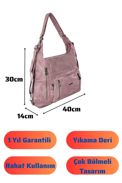 Bolsas Kadın Omuz ve Sırt  Çanta Pudra 1032 - Resim 4