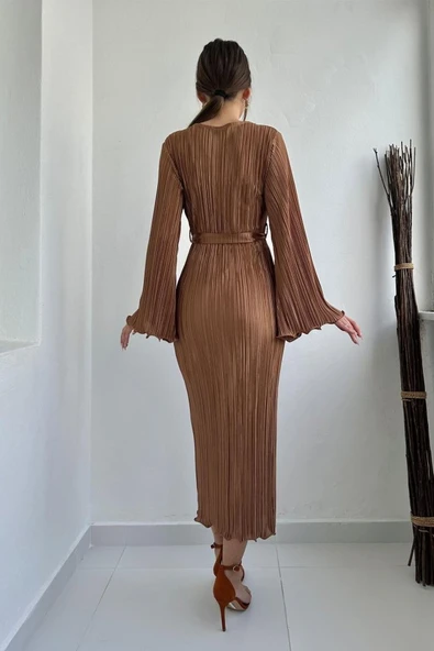 Vizon İspanyol Kol Piliseli Elbise - Resim 4