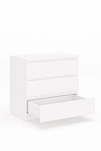 Derinkuyu 3 Çekmeceli Şifonyer Yatak Odası Bebek Odası Beyaz - 5