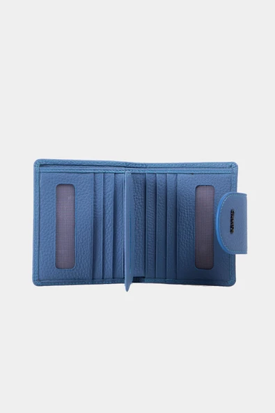 Grande Hakiki Deri Kadın Cüzdan Buz Mavi 2818 - Resim 5