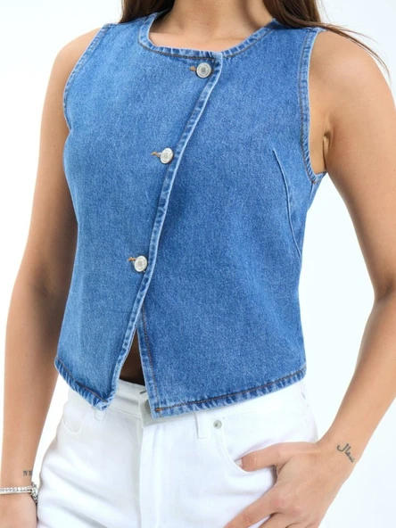 7401 KOT YELEK-MAVİ - Resim 5