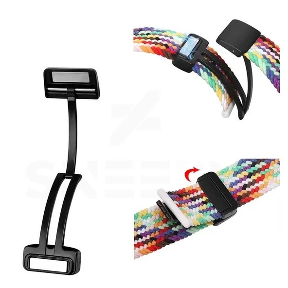 Sneezy Samsung Galaxy Watch 4 40-42-44-46mm Uyumlu 20mm FiberLink Manyetik Tokalı Kumaş Örgü Kordon Pudra - 4