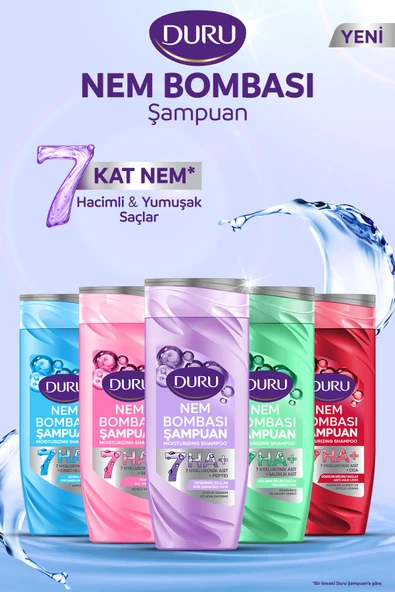 Duru Nem Bombası Yağlanma Eğilimli Saçlar İçin Arındırıcı ve Hacim Verici Şampuan 3x400 Ml - Resim 4