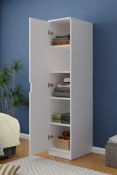 Lento 1 Kapaklı 5 Raflı Gardırop Beyaz - 4