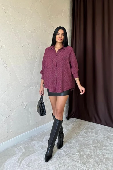 Fuşya Işıltılı Gömlek ürün görseli 1