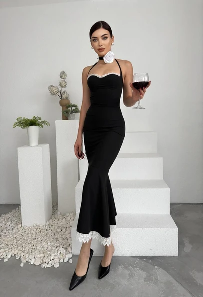 Monea Boyundan Bağlamalı Elbise - Resim 4