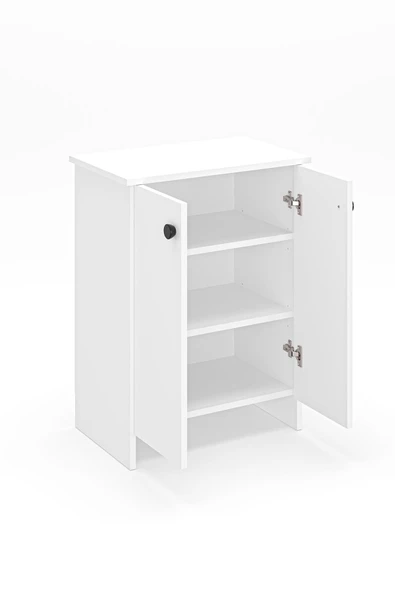 Dorta Mutfak Dolabı 2 Kapaklı 3 Raflı Kahve Köşesi Kiler Dolabı Beyaz - 5