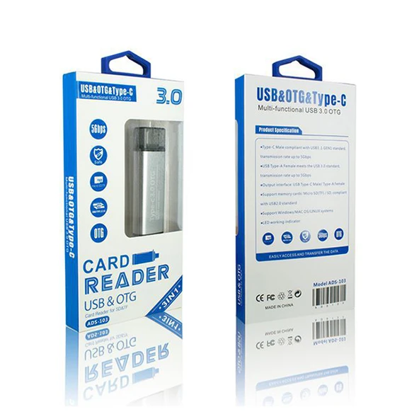 USB 3.0 TF SD Kart Okuyucu USB Type-C OTG Adaptör ADS-103 - Resim 2