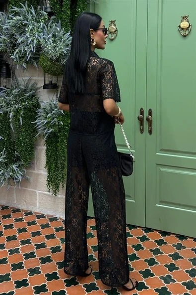 Pantolonu Astarlı Dantel İkili Takım 10119 - Resim 4