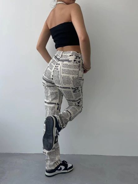 Novıne Gazete Desenli Pantolon - Resim 2
