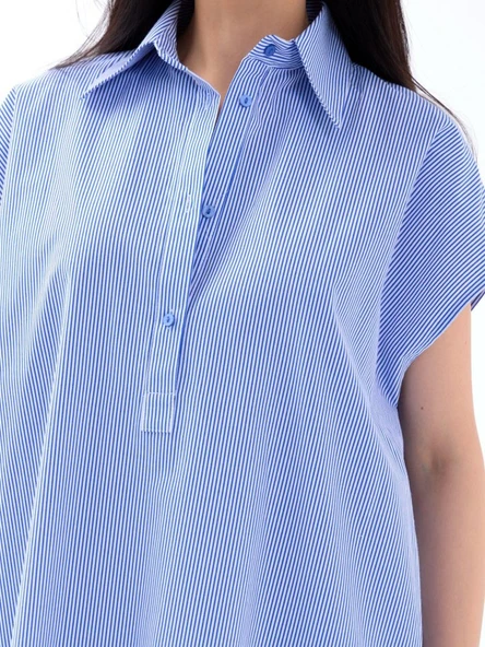 7450 ELBİSE-MAVİ BEYAZ ÇİZGİLİ - Resim 2