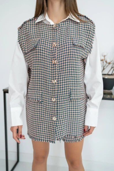 Mavi Kazayağı Desenli Yelek Ve Şort Takım - Resim 3