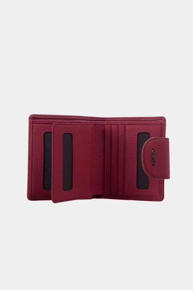 Grande Hakiki Deri Kadın Cüzdan Bordo 2818 - Resim 5