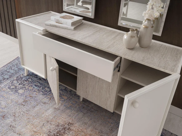 Petra Çekmeceli Dolaplı Aynasız Büfe Konsol 180x48x78cm - Resim 3