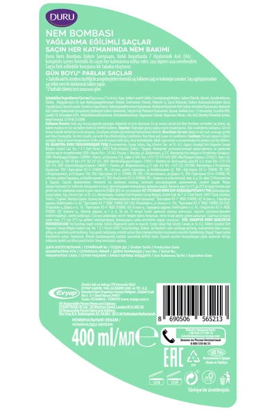 Duru Nem Bombası Yağlanma Eğilimli Saçlar İçin Arındırıcı ve Hacim Verici Şampuan 3x400 Ml - Resim 5
