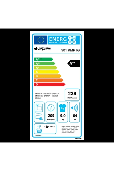 Arçelik 901 KMP IG Manhattan Grey Kurutma Makinesi - 6