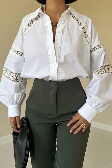 Haki Pensli Ve Dar Paça Pantolon - Resim 3