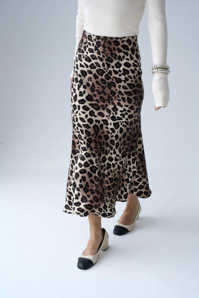 Midi Saten Etek - Leopar - Resim 3
