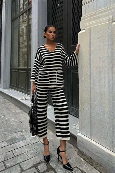 Candy Çizgili Straight Fit Pantolon Takım 9705-015 ürün görseli 1