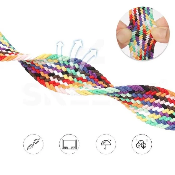 Sneezy Samsung Galaxy Watch 4 40-42-44-46mm Uyumlu 20mm FiberLink Manyetik Tokalı Kumaş Örgü Kordon  Kırmızı - Resim 5