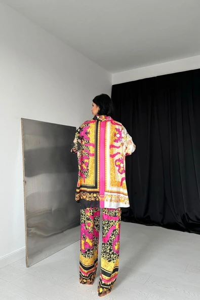 Desenli Gömlek Ve Desenli Pantolon Takım - Resim 4