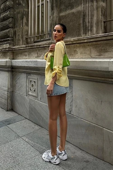 Poulina Flamlı Keten Gömlek 3257-08 - Resim 7