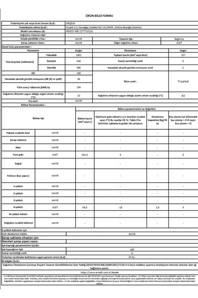 Arçelik 454257 MB 257 Litre Statik Buzdolabı - 4