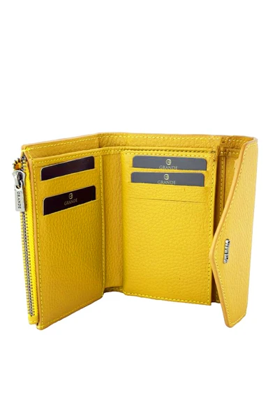 Grande Hakiki Deri Kadın Cüzdan Sarı 2785 - Resim 3