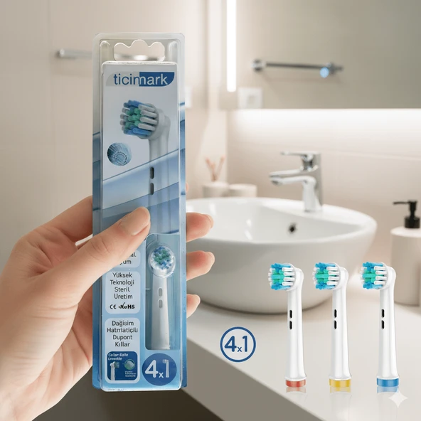Ticimark Klasik Yumuşak Oral-B İle Uyumlu Diş Fırçası Başlığı - 4 Adet Yedek Başlık - 3