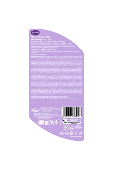 Duru Nem Bombası Yıpranmış Saçlar İçin Yoğun Onarıcı ve Nemlendirici Şampuan 400 Ml&Saç Kremi 385 Ml - Resim 5