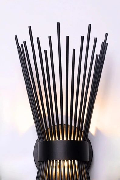 Kirpi Modeli Metal Çift Yönlü Gün Işığı Siyah Kasa Duvar Aydınlatma Pilli Aplik - 5