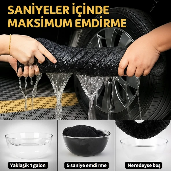 Polham XL 60X90CM 1200GSM Süper Su Emici Özellikli Mikrofiber Araç Kurulama Havlusu, Çizik ve İz Bırakmaz Bez - Resim 10