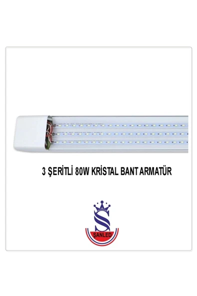 80W 120 Cm KRİSTAL Yatay LED Bant Armatür-Trafolu Beyaz Işık 8 Adet - 6