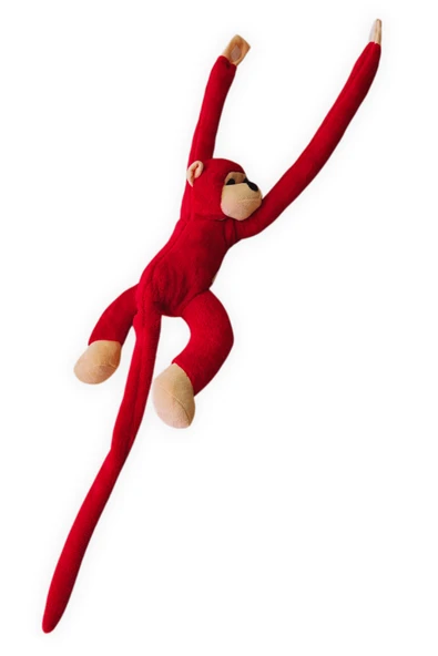 Araç İçi Dekoratif Kırmızı Pelüş Maymun Yastık - Yapışkan Elleriyle Koltuğa Sarılan Oto Aksesuar - Resim 2