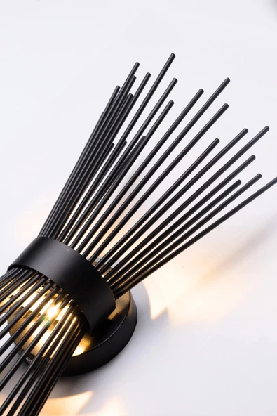 Kirpi Modeli Metal Çift Yönlü Gün Işığı Siyah Kasa Duvar Aydınlatma Pilli Aplik - 4