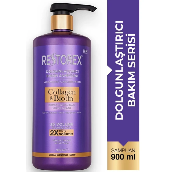 Restorex Collagen Biotin Dolgunlaştırıcı Bakım Şampuanı 900 ml
