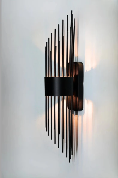 Merdiven Modeli Metal Çift Yönlü Beyaz Işık SİYAH KASA Duvar Aydınlatma Pilli Aplik - 3