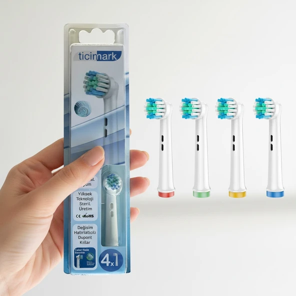 Ticimark Klasik Yumuşak Oral-B İle Uyumlu Diş Fırçası Başlığı - 4 Adet Yedek Başlık