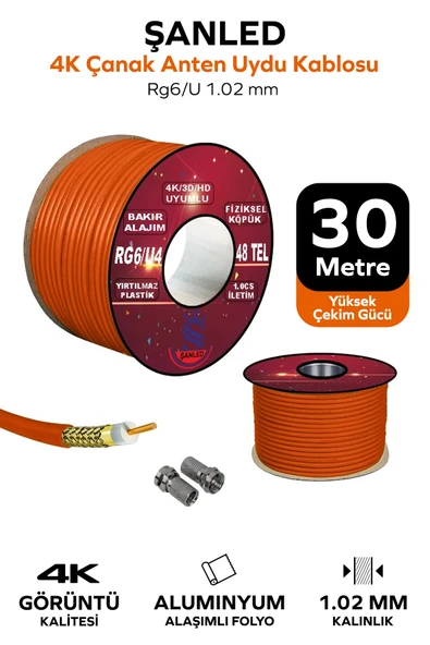 Anten Uydu Kablosu Rg6 U4 Tv Anten Kablo - 30 Metre