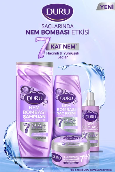 Duru Nem Bombası Yıpranmış Saçlar İçin Yoğun Onarıcı ve Nemlendirici Şampuan 400 Ml&Saç Kremi 385 Ml - Resim 4